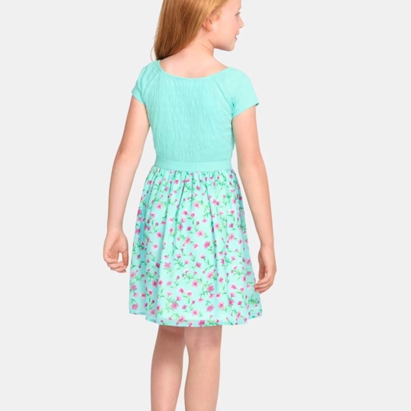 Children’s Place Light Blue Short Sleeve Floral Spring Dress Size 10/12 - Picture 1 of 6